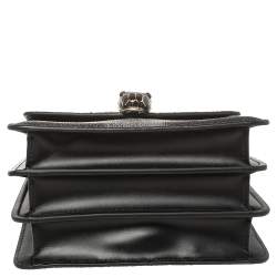 Pre Owned Bvlgari Black/Silver Stingray and Leather Serpenti Forever Top Handle Bag