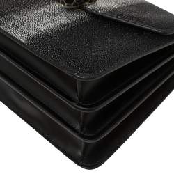 Pre Owned Bvlgari Black/Silver Stingray and Leather Serpenti Forever Top Handle Bag