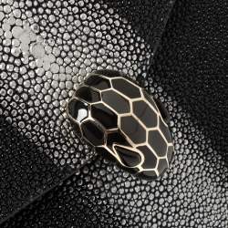 Pre Owned Bvlgari Black/Silver Stingray and Leather Serpenti Forever Top Handle Bag
