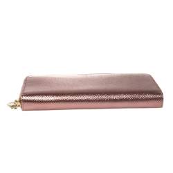 Pre Owned Bvlgari Metallic Pink Leather Zip Around Wallet
