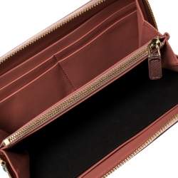 Pre Owned Bvlgari Metallic Pink Leather Zip Around Wallet