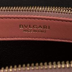 Pre Owned Bvlgari Metallic Pink Leather Zip Around Wallet