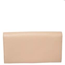 Pre Owned Bvlgari Beige Leather Logo Clip Continental Wallet