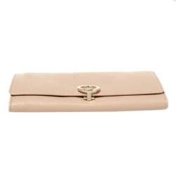 Pre Owned Bvlgari Beige Leather Logo Clip Continental Wallet