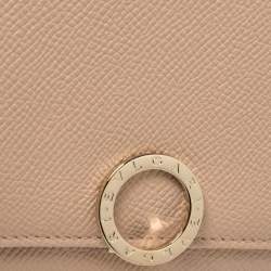 Pre Owned Bvlgari Beige Leather Logo Clip Continental Wallet