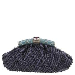Pre Owned Bvlgari Multicolour Beaded Satin Clutch