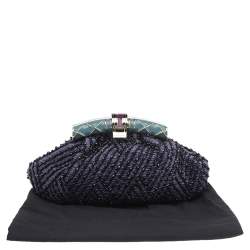 Pre Owned Bvlgari Multicolour Beaded Satin Clutch