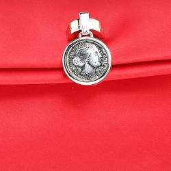 Pre Owned Bvlgari Red Satin Monete Clutch