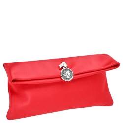 Pre Owned Bvlgari Red Satin Monete Clutch