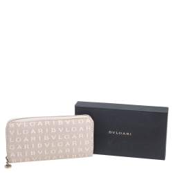 Pre Owned محفظة بلغاري سحاب ملتف كانفاس مميز بيج 