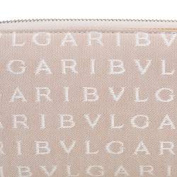 Pre Owned محفظة بلغاري سحاب ملتف كانفاس مميز بيج 