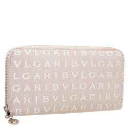 Pre Owned محفظة بلغاري سحاب ملتف كانفاس مميز بيج 