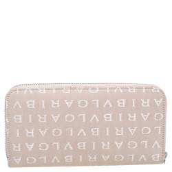 Pre Owned محفظة بلغاري سحاب ملتف كانفاس مميز بيج 