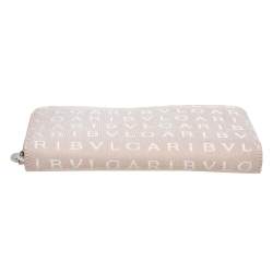 Pre Owned محفظة بلغاري سحاب ملتف كانفاس مميز بيج 