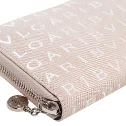 Pre Owned محفظة بلغاري سحاب ملتف كانفاس مميز بيج 