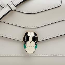 Pre Owned Bvlgari White Leather Serpenti Forever Shoulder Bag