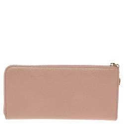 Pre Owned Bvlgari Beige Leather Zip Continental Wallet