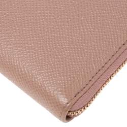 Pre Owned Bvlgari Beige Leather Zip Continental Wallet