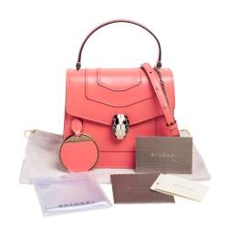 Bvlgari Peach Leather Serpenti Forever Flap Top Handle Bag