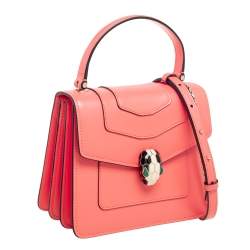 Bvlgari Peach Leather Serpenti Forever Flap Top Handle Bag