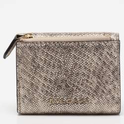 مملوكة مسبقًا Bvlgari Metallic Gold Karung Leather Serpenti Forever Wallet