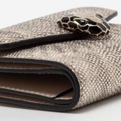 مملوكة مسبقًا Bvlgari Metallic Gold Karung Leather Serpenti Forever Wallet