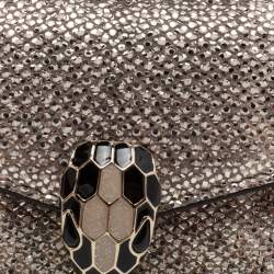 مملوكة مسبقًا Bvlgari Metallic Gold Karung Leather Serpenti Forever Wallet