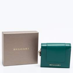 Pre Owned Bvlgari Green Leather Serpenti Forever Trifold Wallet