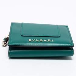 Pre Owned Bvlgari Green Leather Serpenti Forever Trifold Wallet