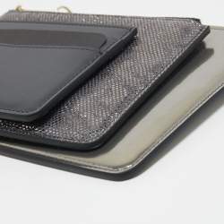 Bvlgari Grey Karung and Patent Leather Serpenti Forever Trio Wallet