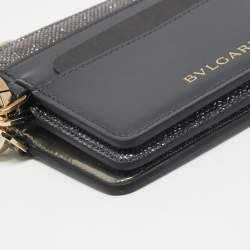Bvlgari Grey Karung and Patent Leather Serpenti Forever Trio Wallet