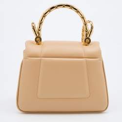 Bvlgari Beige Leather Serpenti Reverse Top Handle Bag