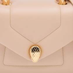 Bvlgari Beige Leather Serpenti Reverse Top Handle Bag