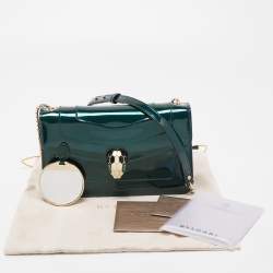 Pre Owned حقيبة كروس بلغاري سيربينتي فوريفر جلد أخضر لامع