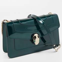 Pre Owned حقيبة كروس بلغاري سيربينتي فوريفر جلد أخضر لامع