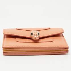Bvlgari Orange Leather Serpenti Forever Card Holder