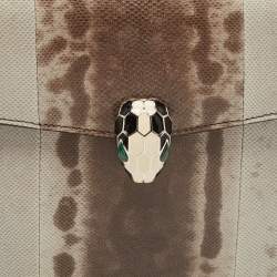 مملوكة مسبقًا Bvlgari Brown/Grey Karung Leather Medium Serpenti Forever Shoulder Bag