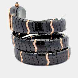 Pre Owned Bulgari Serpenti Spiga 103199 Quartz Black Ceramic Women’s Wristwatch 35 mm