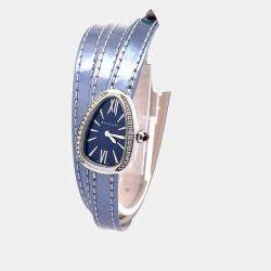 Pre Owned Bvlgari Serpenti 102967 Quartz Blue Stainless Steel Women’s Wristwatch 35 mm