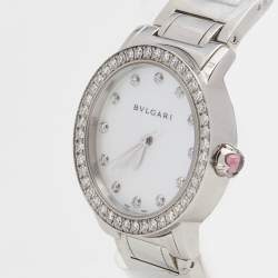 Pre Owned Bvlgari Mother of Pearl Diamond Stainless Steeel Bvlgari Bvlgari BBL33WSDS/12 Women's Wristwatch 33 mm