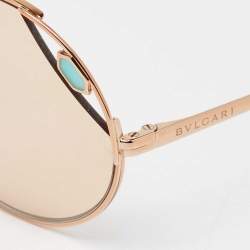 Bvlgari Rose Gold Mirrored BV 6159 Round Sunglasses