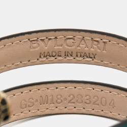 Bvlgari Serpenti Forever Green Leather Enamel Gold Tone Double Head Wrap Bracelet