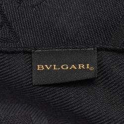 Pre Owned Bvlgari Black Silk Blend Logomania Stole