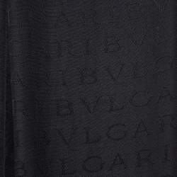Pre Owned Bvlgari Black Silk Blend Logomania Stole