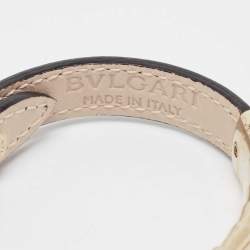 Pre Owned Bvlgari Scaglie Enamel Purple Leather Gold Plated Bracelet