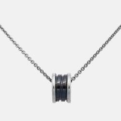 Pre Owned Bvlgari B.Zero1 Ceramic Sterling Silver Pendant Necklace