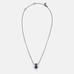 Pre Owned Bvlgari B.Zero1 Ceramic Sterling Silver Pendant Necklace