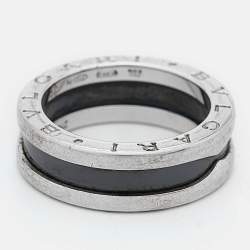 Pre Owned Bvlgari B.Zero1 Save the Children Ceramic Sterling Silver Ring Size 52