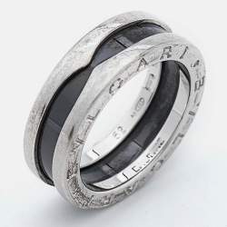 Pre Owned Bvlgari B.Zero1 Save the Children Ceramic Sterling Silver Ring Size 52