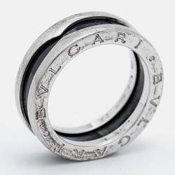 Pre Owned Bvlgari B.Zero1 Save the Children Ceramic Sterling Silver Ring Size 52
